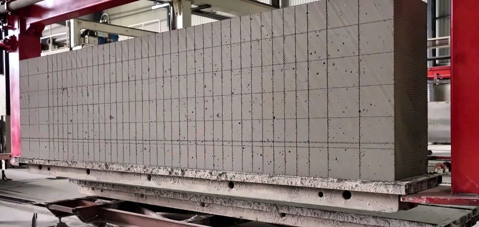 A cake of AIWON blocks just cut to size by the wires